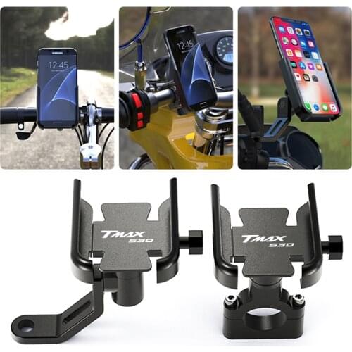 With Logo TMAX530 For YAMAHA T-MAX T-MAX530 Motorcycle Handlebar Rearview Mirror Mobile Phone Holder Navigation Stand Bracket
