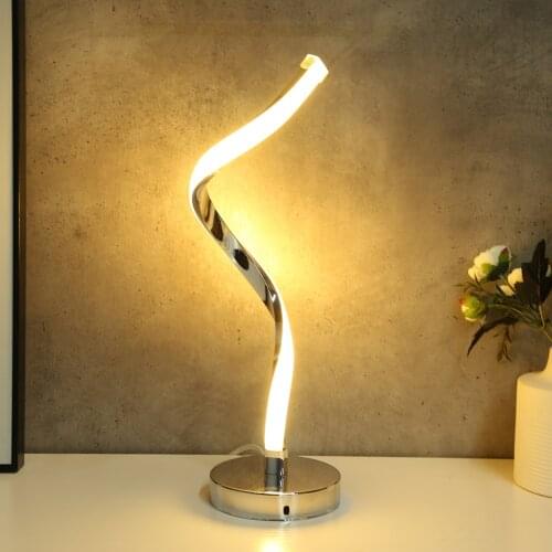 Modern LED Spiral Table Lamp Curved Desktop Lamp Cool White Warm White Bedside Reading Night Lights for Bedroom Study Decoration