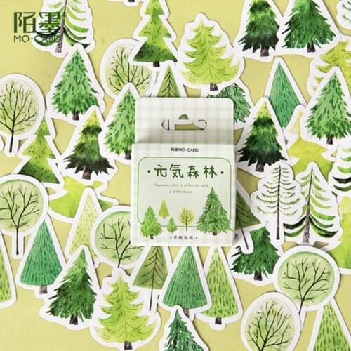 Cypress Forest Sticky Stickers Color Paper Decoracion Scrapbooking Office Stationery School Supplies Sticker Flakes 45PCS
