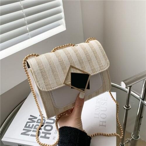 Bag girl 2021 summer new fashion network red fashion weaving chain slanted bag foreign gas net red ins grass bag