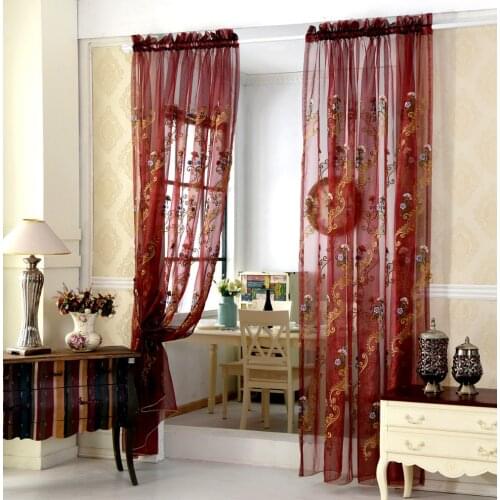 High-grade Screens Sheer Pastoral Flower Embroidery Romantic Tulle Curtains Custom for Cafe Living Room
