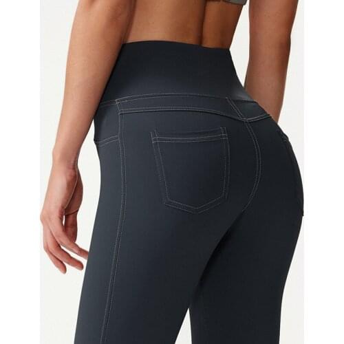 WHOUARE Seamless Fitness Female Leggings Sexy Women Sports Running High Waist Push Up Yoga Pants Breathable Denim Trousers