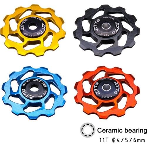 11T MTB Bicycle Rear Derailleur Jockey Wheel Ceramic Bearing Pulley CNC Road Bike Guide Roller Idler 4mm5mm6mm Bike Accessories