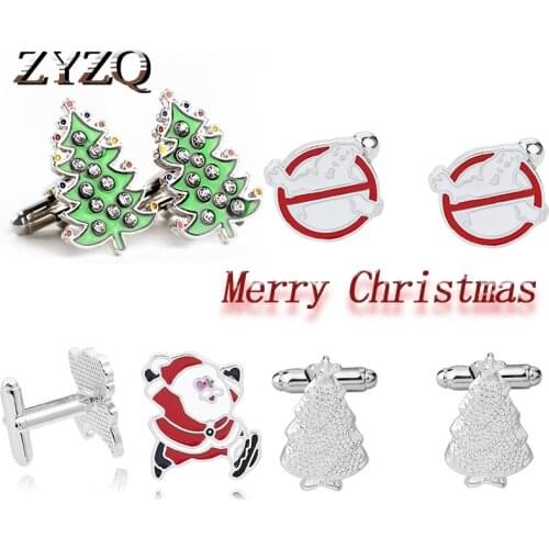 ZYZQ Santa Claus Cufflinks Mens Cuff buttons High Quality Enamel Cuff links Fashion Cufflink Gift for Woman Christmas Element