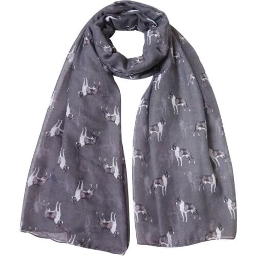 Boston Terrier Dog Print Womens Scarf Shawl Wrap Soft Lightweight for All Seasons