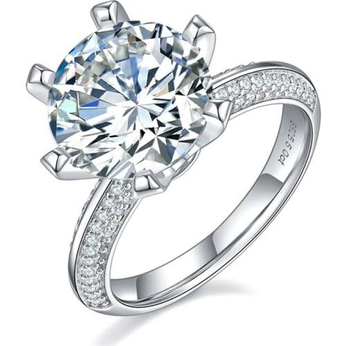 Luxury 925 Sterling Silver Ring Test Large 5 Carat Moissanite Diamond Crown Wedding Ring Women Sparkling Engagement Fine Jewelry