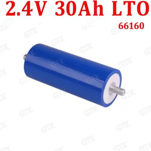 10pcs Lithium titanate battery 2.4V 30AH LTO Cylindrical baterie 66160 for 24V 36V 48V electric motor electric car Fishing boat