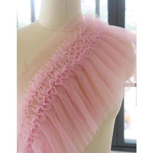 10 cm Soft tulle ruffles trim retro blue ruffled tulle trim