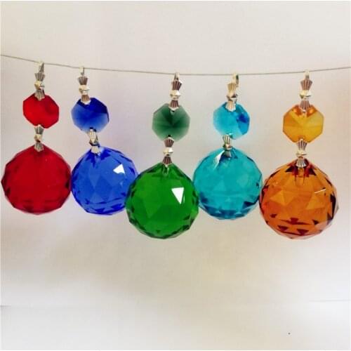 20pcs/lot Lustre de cristal 30mm Faceted Balls Many Color Ornaments Crystals Chandelier Parts Lighting Pendant With Gold Bowties