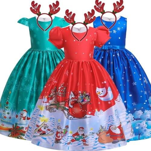 2020 Winter Christmas Dress Girl Party Dress Kids Dresses For Girls Costume Elegant Princess Dress Children Clothes 4 10 14 Year