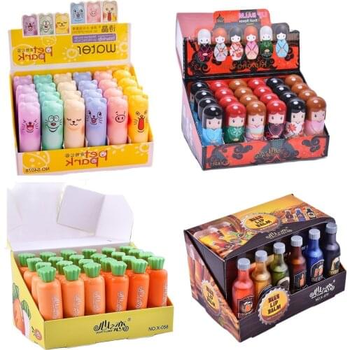 24pcs/box Fruit Nature Organic Lip Balm Makeup Dream Crayons Lip Balm Special Care For Dry Lips Moisturizing Free Shipping