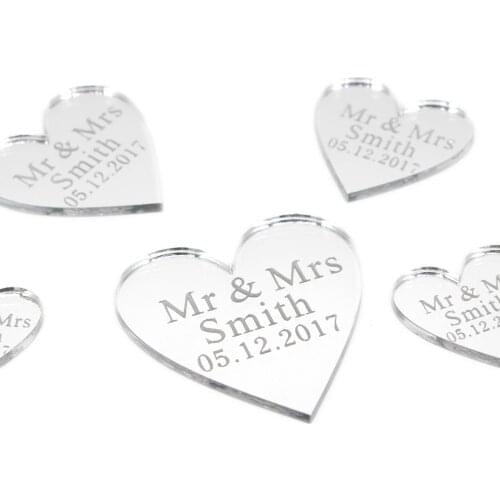 50 Pieces Personalized Engraved Baby Baptism Hangs Love Heart Wedding Table Decoration Favors Customized Tags