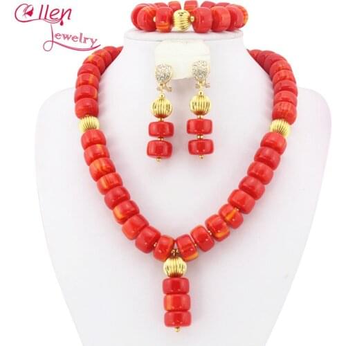 African Nigerian Wedding Beads Jewelry Set Coral Jewelry Set Coral Beads Necklace Set African Jewelry Set TL1788