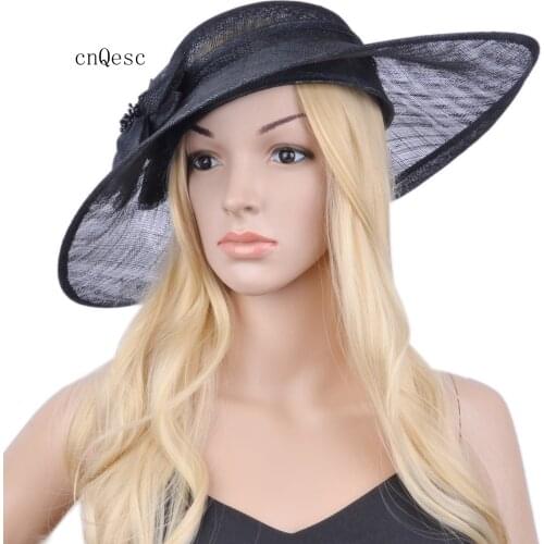 Black sinamay fascinator hat