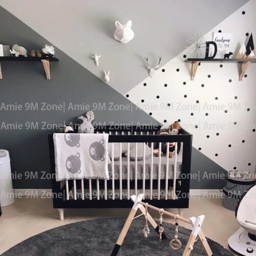 Black and white dots and color block wallpapers child wallpaper children wall decor wallpapers kids nursery room mural