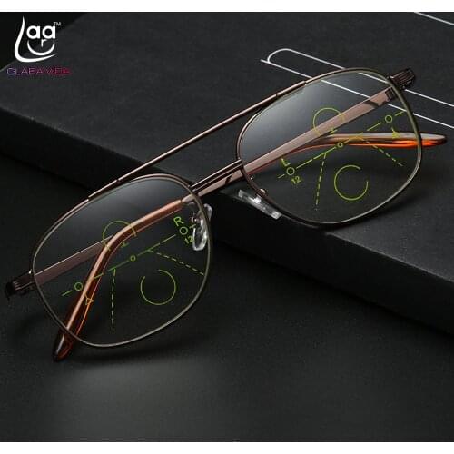 = Clara Vida Double Bridge Frame For Intelligence Progressive Multifocal Commercial Reading Glasses Bifocal +1 +1.5 +2 To +4