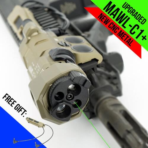 MAWL-C1+ Laser Aiming Device Clone With Contains Green VIS, IR And White Light Replica For Milsim Airsoft 2021Ver. Nylon Shell