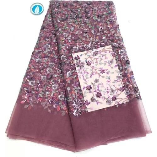 French Dress Fabric Lace Party And Wedding Dress Lace Fabric Good Design With Sequins Pure Color Cheap Price Tulle Lace Material