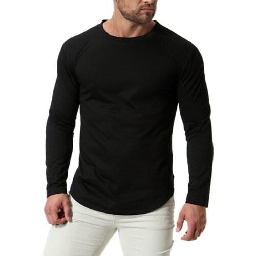 Europe/US Size New Autumn Round Neck Mens T-Shirts Casual Anti-Sweat Long Sleeve TShirts Black Tops Tees Male tshirt homme