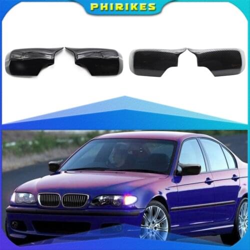Carbon Fiber Bright black Side Rearview Mirror Cover For BMW 3 5 E39 E46 525i 528i 530i 540i 323i 330i 328i