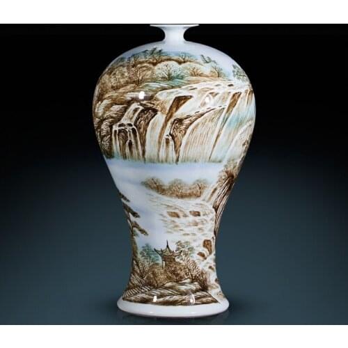 Jingdezhen Ceramic Vase Decorations Famous Master Master Hand-painted Landscape Painting Chinese Style Home Living Room vase