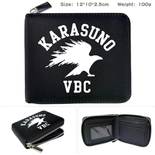 Anime Haikyuu PU Short Wallet Print Cartoon Boys Girls Purse Coin Pocket Zipper Card Photo Holder Note Compartment