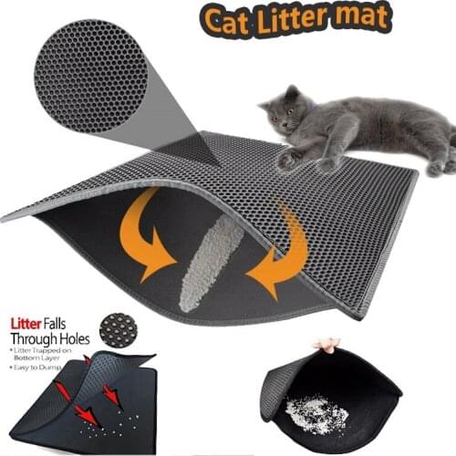 Waterproof Pet Cat Litter Mat Portable Double-Layer EVA Waterproof Cats Mat Supplies Trapper Pad Smooth Surface Breathable Holes