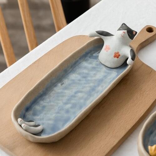 Creative Hand-Made Lovely Dish Personalized Cute Ceramic Seasoning Plate Dessert Plate Cat Ashtray