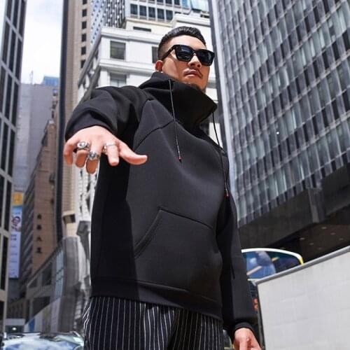 Mens Sweatshirt 2020 Large Size Mens Autumn Loose Casual Solid Color Hoodie Space Cotton High Collar Hoodie Sweatshirt