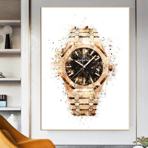 Gold Color Wrist Watch Canvas Painting Luxury Home Decorative Poster and Prints Wall Art Picture For Living Room Home Cuadros