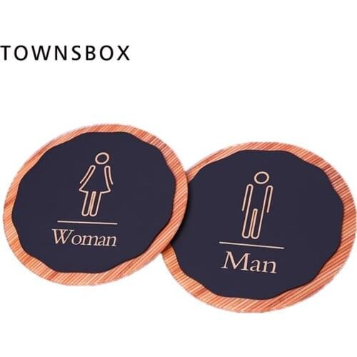 Wall Dia 20cm Mount Man Women Sign Plate Round Acrylic Hotel Restaurant Wash Room Door Signage Wc Toilet Sign Board Wall Sticker