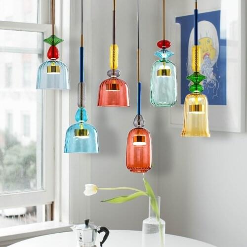 Nordic Indoor Colorful LED Pendant Lights Villa Hanging Lighting for Living Room Hanging Lamp Kitchen Decor Home Light Fixtures