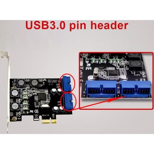 PCI Express To Dual 19/20 Pin USB 3.0 Card High Speed Data Transfer Adapter for Windows 2000/XP/Vista/7 DU55