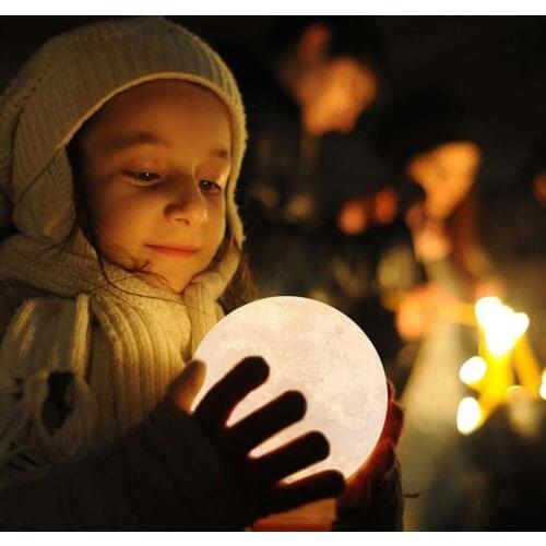 Personality3D Print Rechargeable Moon Lamp LED Night Light Creative Touch Switch Moon Light For Bedroom Decoration Birthday Gift