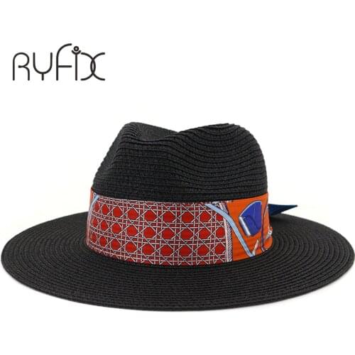Summer mens and womens colorful wide brim satin personalized holiday straw hat beach hat HA148