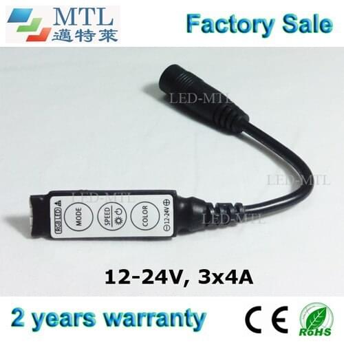 RGB strip controller black, 12-24V / 12A with DC plug and ON/OFF switch, 50 pcs/lot, for 3528/5050 RGB strip, factory wholesale