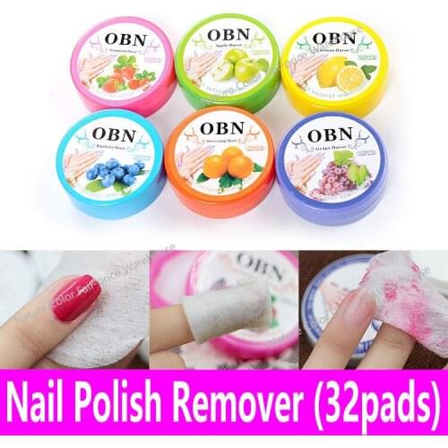 32pads Nail Polish Remover Jar Fruit Scented Flavor Wraps Paper Cloth Towel Wet Wipes Nail Art Vanish Removal Nail Art Tools