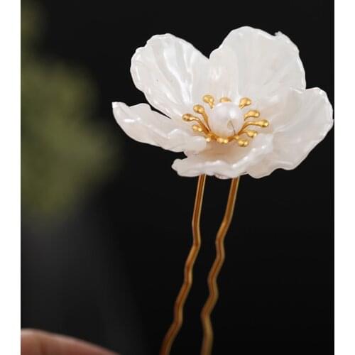 3pcs Contracted and Delicate White Flower Pattern Decorated Super Fairy Hairpin Handmade Antique Style Daily Headwear Hair Clip