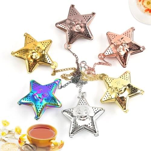 Star Shaped Tea Mesh Infuser Colorful Stainless Steel Tea Strainer Spice Filter For Kitchen Tools Accessories RE