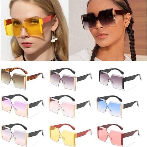 Mixed Colors Wholesale Sunglasses Vintgae Oversized Shades For Women Rimless Glasses One Piece Square Sun Glasses Men Vendors