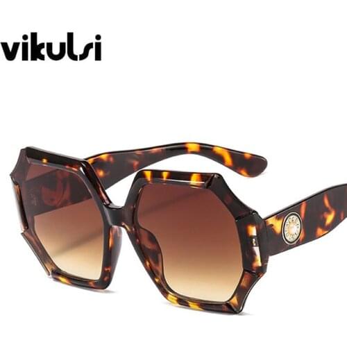 Retro Oversized Leopard Sunglasses Women Men Fashion Eyewear Unique Trendy Pearl Polygon Sun Glasses Shades UV400 gafas de sol