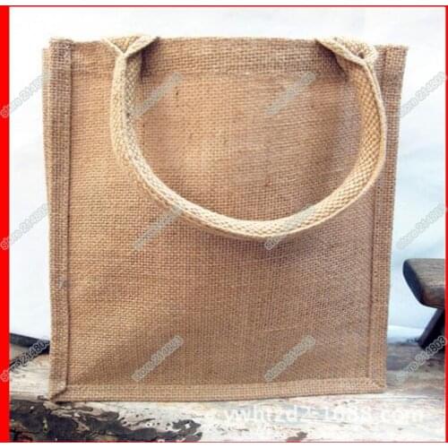 100pcs/lot W30xH40xD10cm customized natural jute shopping bag with logo