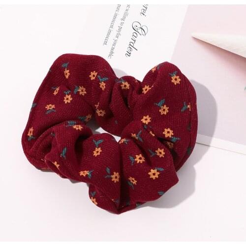 Vintage Corduroy Scrunchie Floral Hair Scrunchies Women Scrunchy Elastic Hair Bands Girls Headwear Ponytail Holder Dot Hair Ties