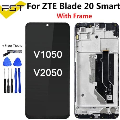 6.49 inch For ZTE Blade 20 Smart V1050 V2050 LCD Display And Touch Screen Digitizer Sensor Assembly with Frame For Blade20 Smart