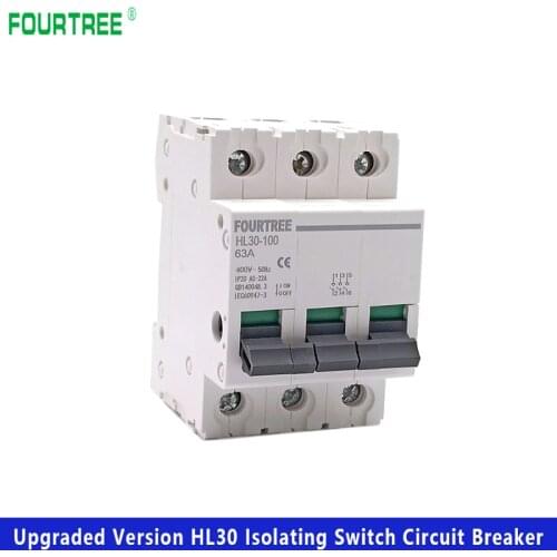 1Pcs Main Switch HL30 Isolating Circuit Breaker Household Function Disconnector Isolator 3P 32A 63A 100A Laser Printing