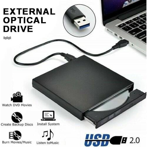 For PC Laptop Mac Notebook 1pc Ultra Thin USB 2.0 External Optical Drive DVD RW CD Drives Burner Reader Player Pohiks