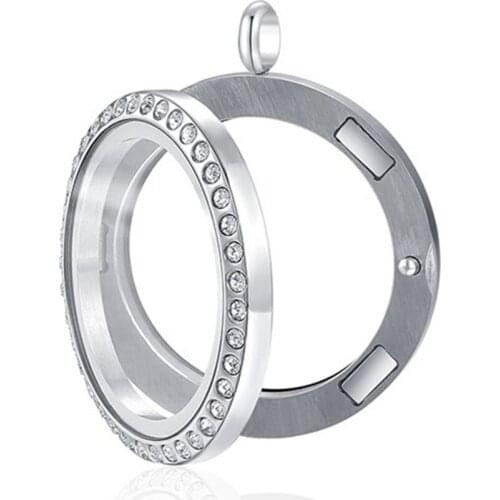 316L magnet Stainless steel 10pcs 25 30 34mm czech crystal glass locket for floating charms