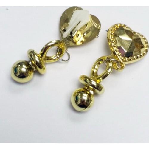 3 pair Plastic Gold heart Earring Girl Princess VINTAGE Charms Retro Fashion Birthday Party Favors Pinata Bag Fillers Gift Jokes