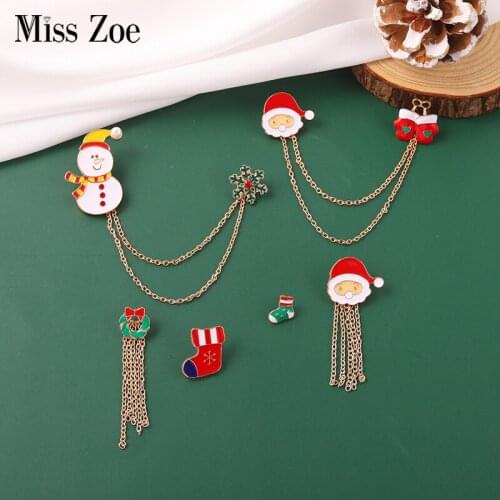 14styles Christmas Enamel Pin Santa Claus Snowflake Snowman Garland Sock Deer Bell Tree Brooch Badge New Year Jewelry Gift Kids
