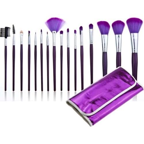 16 Pieces Purple Comestic w/ Fashion Bag Professional Makeup Accessories Brushes Tools Foundation Brush Sets & Kits High Quality